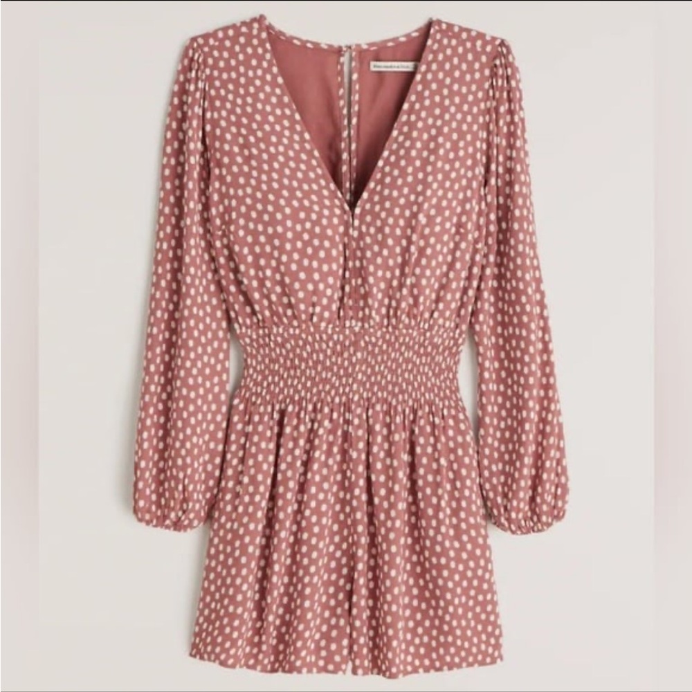 Abercrombie & Fitch Pink Polka Dot Long Sleeve Dress